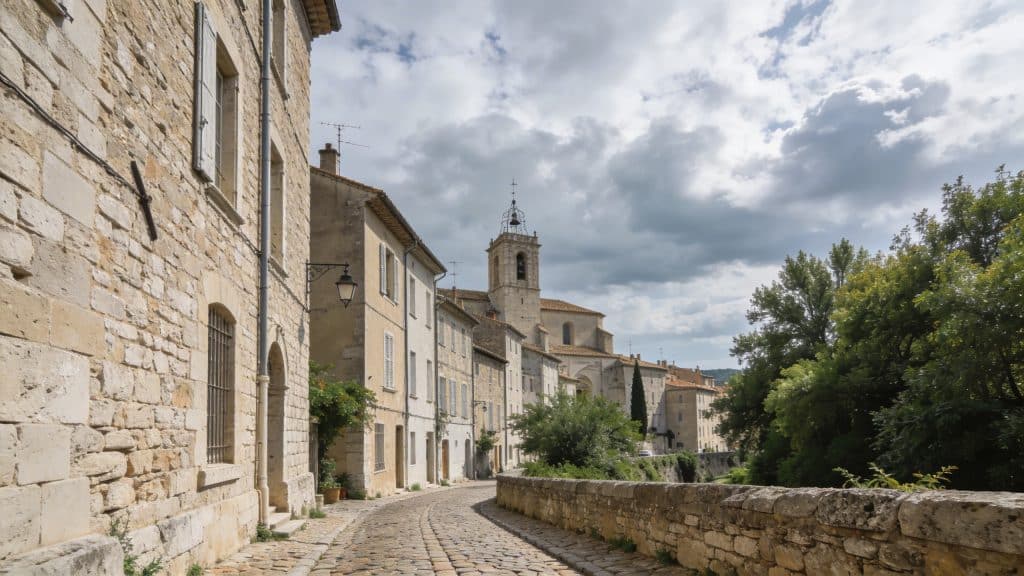 Centre historique de Draguignan sous un ciel partiellement nuageux en été